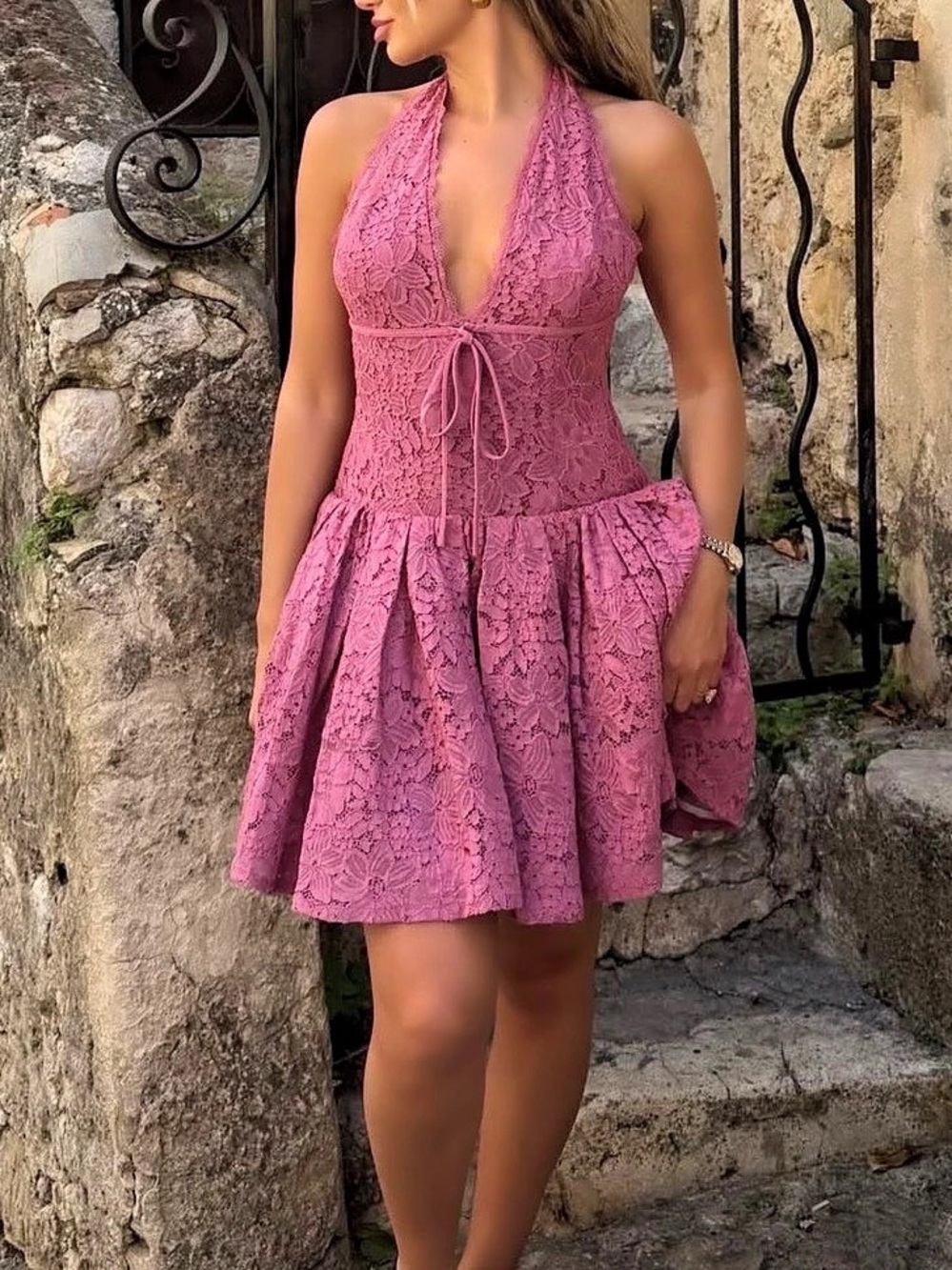 Pink Halter Mini Dress Like new